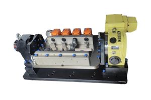 VMC 4th Axis Hydraulic Fixture and Cradle Arrangement
